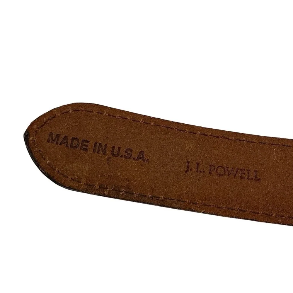 J.L. Powell Belt Braided Mens 40 Leather Brass Preppy Equestrian Western USA 90s